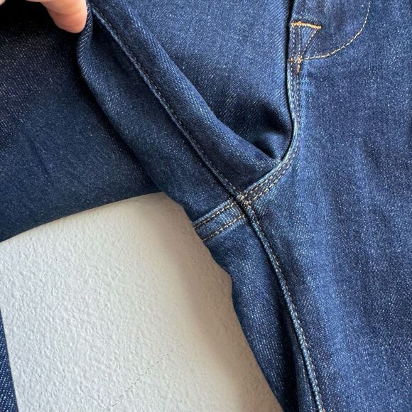 Frame Denim Le High Straight Solid Dark Wash Raw Step Hem Bronx Chew Size 26 - Picture 4 of 9